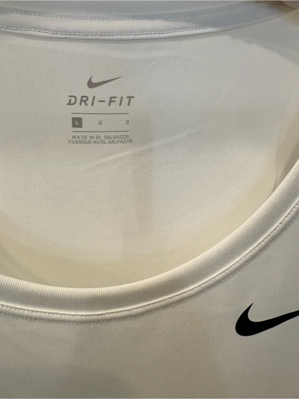 Nike Women’s White Short Sleeve Dri-FIT Tee with Black Swoosh - Picture 3 of 6